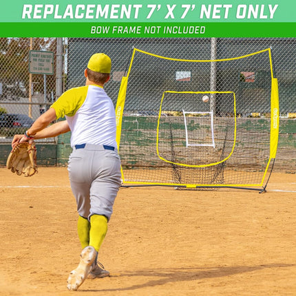 GoSports Team Tone Replacement 7 ft x 7 ft Baseball/Softball Net - Compatible with GoSports Brand 7 ft x 7 ft Baseball Net - Frame Not Included - Yellow