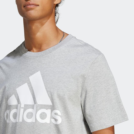 adidas Men's Essentials Single Jersey 3-Stripes T-Shirt, Medium Grey Heather, M Tall