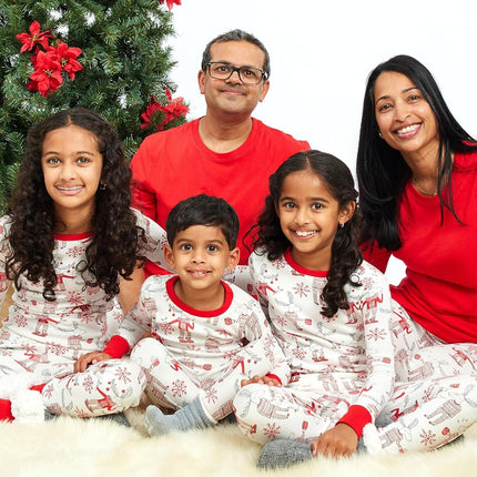 HonestBaby Family Matching Holiday Pajamas 100% Organic Cotton for Men, Women, Kids, Toddlers, Baby Boys, Girls, Unisex, Pets, Moose & Mugs, Medium
