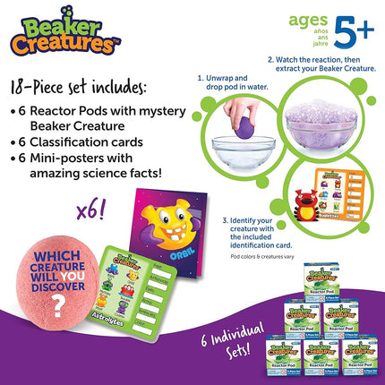 Learning Resources Beaker Creatures Reactor Pods (Set of 6) - Science Kit for Children Aged 5 and Above