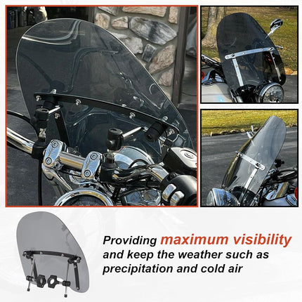 ECOTRIC Universal Tinted Windshield 18"x16" Compatible with Honda Harley