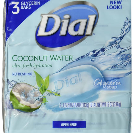 Dial Glycerin Bar Soap, Coconut Water, 4-Ounce Bars, 3 Count