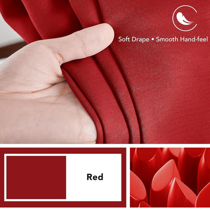 Deconovo Blackout Curtains Back Tab and Rod Pocket, 52x45 Inch, True Red, Thermal Insulated Room Darkening Red Curtains for Kitchen Window