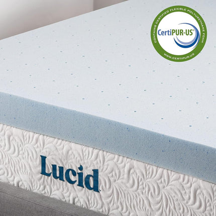 Lucid 4" Gel Memory Foam Mattress Topper, Twin XL