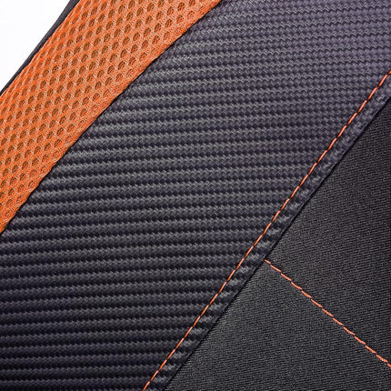 Flying Banner car seat Covers Quality Carbon Fiber Air Mesh Fabric Sport Low High Back Bucket Back Pocket Arm Rest (2 Fronts - Low Bucket, Orange)