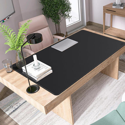 VYAAA Leather Desk Mat, 51''×27.5'' Large Mouse Pad, Desktop Protector Desk Cover, Multifunctional Keyboard Mouse Pad Desk Accessories for Home or Office (Black)