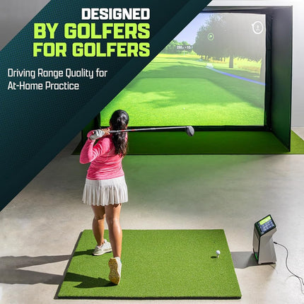 GoSports Golf Hitting Mat - PRO 5 x 5 ft - 15 mm Artificial Turf Training Mat for Indoor/Outdoor Swing Practice, Includes 3 Rubber Tees