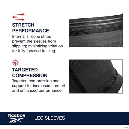 Reebok Compression Leg Sleeves, Performance (Black, XS)