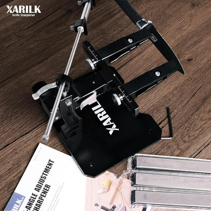 XARILK GEN3 Guided Knife Sharpening System, Aluminium | Professional Knife Sharpener, Knife Sharpening Kit W / 3 Al Plates Diamond (320#, 800#, 2000#) for for Hunting & Kitchen Knives