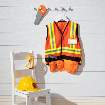 Melissa & Doug Disfraz de trabajador de la construcción, juguetes para juegos de rol, disfraz para niños y niñas, disfraces de constructor, ropa para disfrazarse para niños o niñas, regalos de juego de imitación para edades de 3 a 6 años
