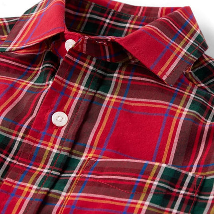 Chemise boutonnée à manches longues en popeline The Children's Place pour filles, rouge, TP-2XL