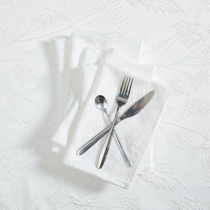 Laura Ashley Napkins Raised Woven Embroidered Jacquard Fabric, Wrinkle Resistant for Dining, Holiday, Party, Wedding or Banquet, Set of 6 Napkins, Cynthia White