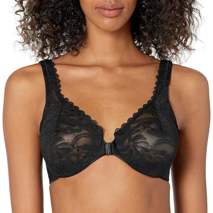 Glamorise Wonderwire Front-Closure Stretch Lace Underwire Bra 9245 (Women's & Women's Plus) Black