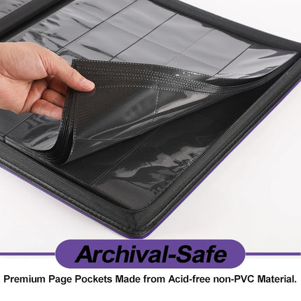 Premium 2000 Pocket Card Binder - 20 Pocket Trading Card Binder with Sleeves Fits 2000 Cards, Ringless Card Album for TCG - Model A，Classic Purple
