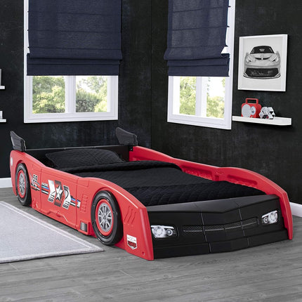 Delta Children Grand Prix Race Car Child and Double Bed, Plastic, Black, 94,49x45,34x21,47 inch (Pack of 1)