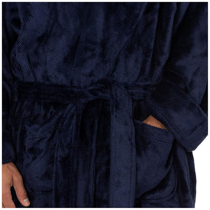 IZOD mens Comfort-soft Fleece Robe - Twill Stripe, Navy, 2X/3X