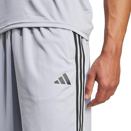 adidas Men's Train Essentials Piqué 3-Stripes Training Shorts, Halo Silver/Black, L Tall