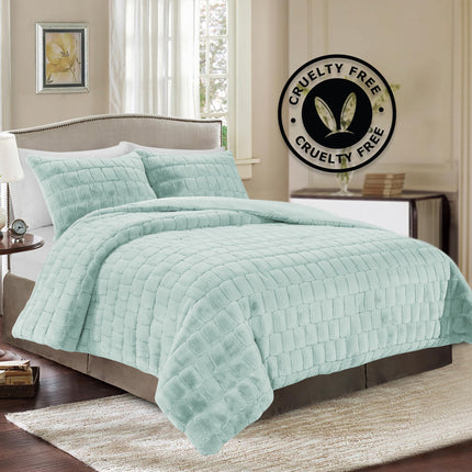 Elegant Comfort Lujoso y Esponjoso Juego de Edredón de Piel Sintética de 3 Piezas - Calidez para Todas las Estaciones, Alternativa de Plumón - Juego de Cama de 3 Piezas Ultra Suave y Afelpado de Micro Visón con Fundas a Juego, King, Salvia