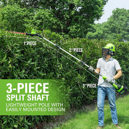 Greenworks 24V Brushless 10" Cordless Polesaw + Pole Hedge Trimmer Combo (Great for Pruning and Trimming Branches/Shrubs), 4.0Ah Battery and Charger Included