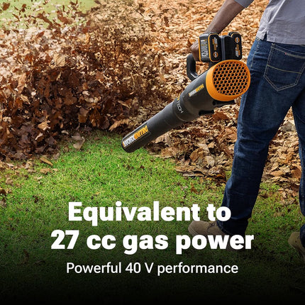 WORX Nitro 40V Cordless Leaf Blower, Quiet Electric Leaf Blower Cordless with Battery and Charger for Lawn Care Up to 180 MPH & 530 CFM, PowerShare, WG581.1