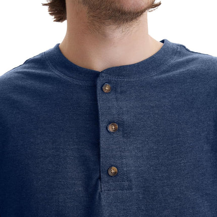 Hanes Mens Beefy Long Sleeve Three-button Henley-shirts, Hanes Navy Heather, L UK