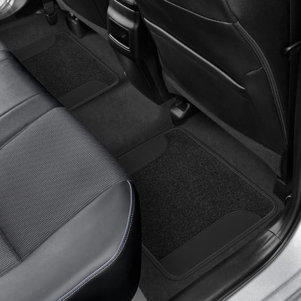 BDK CarXS Black Car Seat Covers Full Set with Matching Set of Floor Mats for SUV, Car, & Truck - Car Seat Covers Front Seats & Bench Seat Cover Car Seat Protector Car Mats Full Set Interior Covers