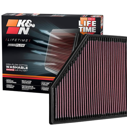 K&N Engine Air Filter: High Performance, Premium, Washable, Replacement Filter: Compatible with 2015-2019 BMW (120i, 125i, 220i, 230i, 320i, 330e, 340i, 420i and other select models), 33-3051