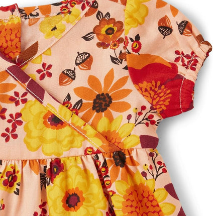 Gymboree Baby Girls' Short Sleeve Dressy Special Occasion Dresses with Diaper Cover, Harvest Flowers, 6-9 Months