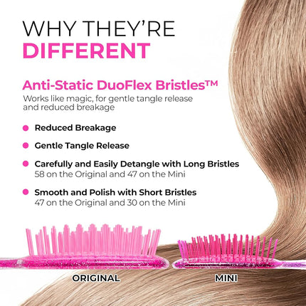 FHI HEAT UNbrush and UNbrush MINI Wet & Dry Vented Detangling Hair Brush, Rose Quartz Pink