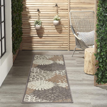 Nourison Aloha ALH05 Indoor/Outdoor Floral Natural 2' x 6' Area Rug (6' Runner), 2'X6',
