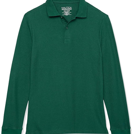 Nautica Boys' School Uniform Long Sleeve Polo Shir