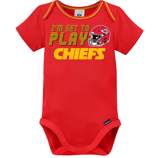 Gerber Unisex Baby Standard NFL 3 Pack Short Sleeve Onesie Bodysuit, Team Color, 6-12 Months