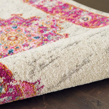 Tapis de Couloir Nourison PSN03 Passion Vintage Vieilli Ivoire/Fuchsia 66 cm x 229 cm
