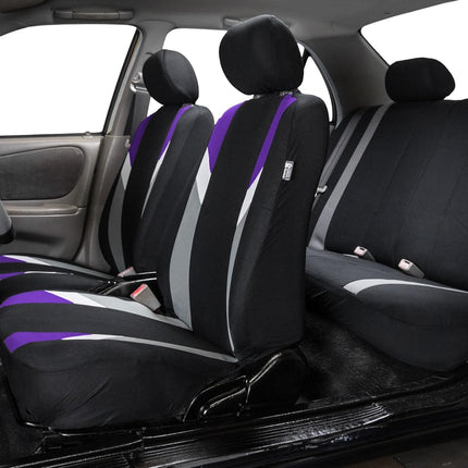 FH GROUP FH-FB033217 Three Row- Premium Modernistic Seat Covers Purple / Black- Fit Most Car, Truck, Suv, or Van