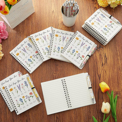 Colarr 12 Sets Christian Notebooks Bulk Christian Gifts for Women Pen and Notebook Gift Set Religious Prayer Journal for Woman Church Scripture Note Books with Bible Verse Pens(God Say)