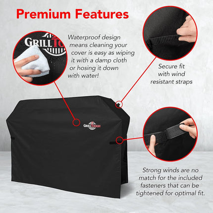 GrillTough Heavy Duty BBQ Grill Cover for Outdoor Grill – Waterproof, Weather Resistant, UV & Fade Resistant with Adjustable Straps – Gas Grill Cover for Weber, Charbroil (152L x 71W x 112H cm)