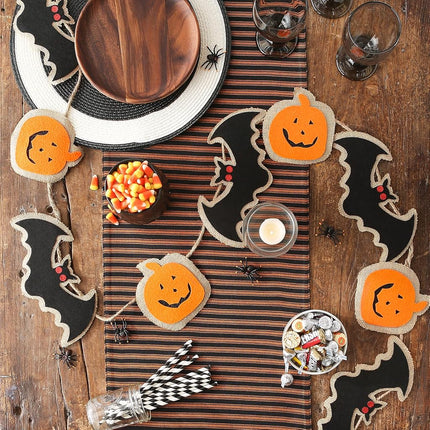 DII Fall Home & Party Décor Spooky Halloween Decorations Indoor & Front Porch, Garland, 72-Inch Length, Bat & Pumpkin