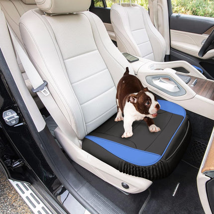 FH Group PU Leather Car Seat Cushion - Durable Blue 2 Piece Front Set Bottom Seat Protector, Waterproof Covers for Sedan, Truck, SUV