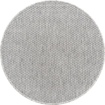 Unique Loom Collection Casual Transitional Solid Heathered Indoor/Outdoor Flatweave Area Rug (3' 3" Round, Light Gray/Ivory)
