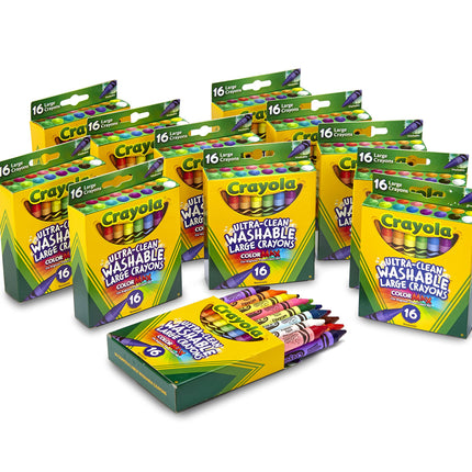 Crayola Ultra Clean Washable Large Crayons, Bulk School Supplies, 12 Packs of 16 Count