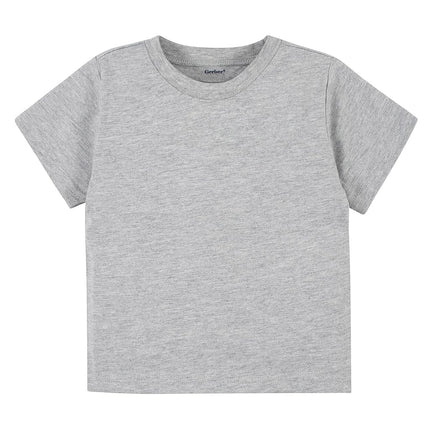 Gerber Baby Toddler 5-Pack Solid Short Sleeve T-Shirts Jersey 160 GSM, Heather Grey, 12 Months