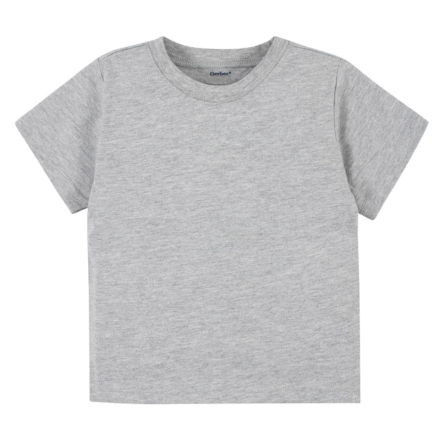 Gerber Baby Toddler Paquete de 5 Camisetas Lisas de Manga Corta de Punto 160 GSM, Gris Jaspeado, 5T