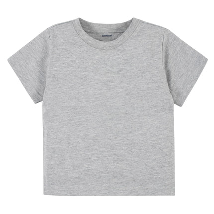 Gerber Baby Toddler 5-Pack Solid Short Sleeve T-Shirts Jersey 160 GSM, Heather Grey, 12 Months