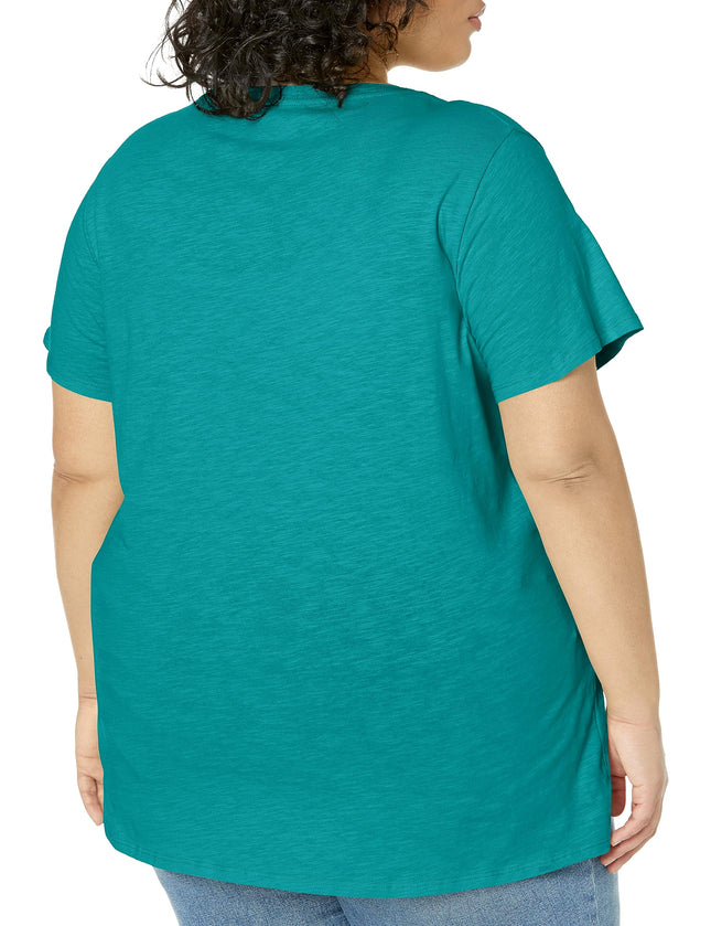Dickies Women's Short Sleeve V-Neck T-Shirt, Deep Lake, 2X