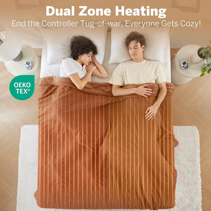 Manta térmica Serta, manta eléctrica de tamaño king, manta calefactora suave, cálida y afelpada king para oficina, sofá, temporizador de apagado automático de 1 a 12 horas, 10 niveles de ajuste de calor, con certificación ETL, King 100" x 90" óxido