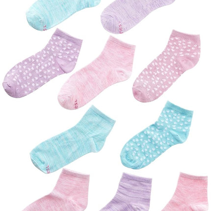Calcetines tobilleros Comfortsoft Hanes para niñas, calcetines elásticos suaves para niñas, surtidos, paquete de 10 pares, rosa/lavanda/verde azulado, medianos