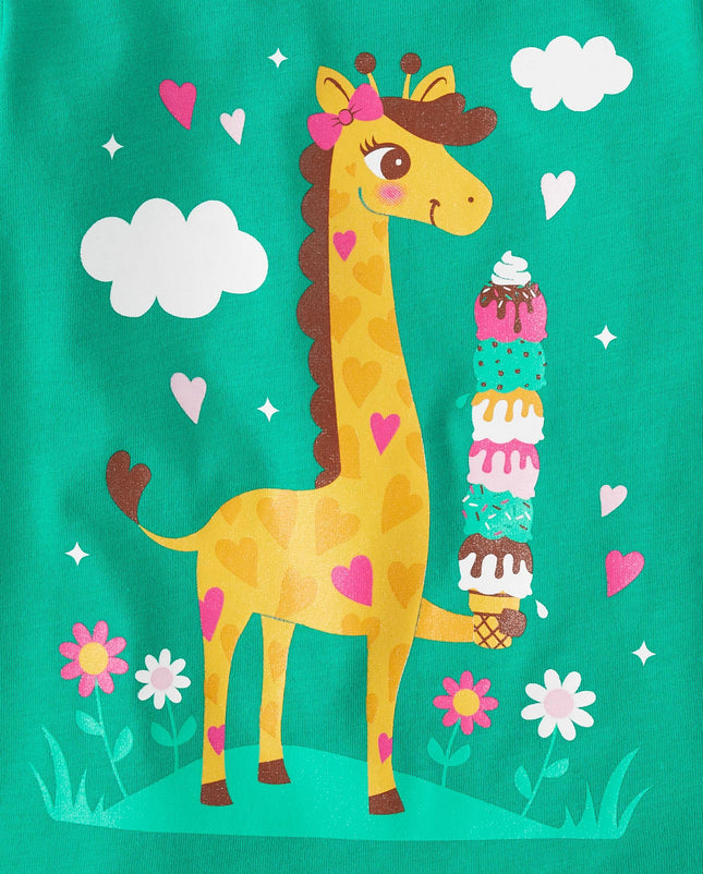 The Children's Place Lot de 3 t-shirts à manches courtes avec motifs girafe/licorne/guitare pour bébé fille, 2T
