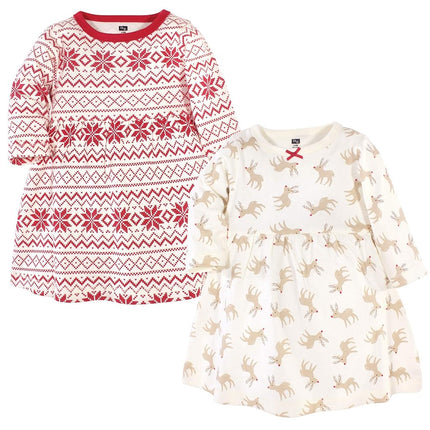 Hudson Baby Baby Girls' Cotton Dresses, Reindeer, 2T