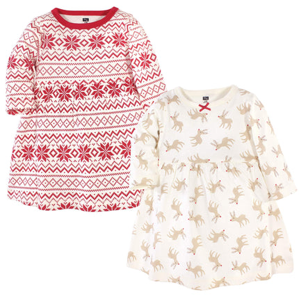 Hudson Baby Baby Girls' Cotton Dresses, Reindeer, 