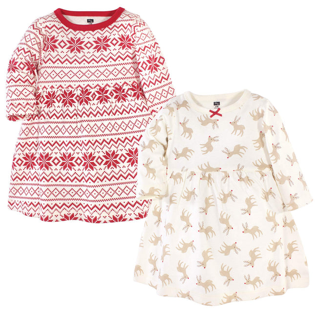 Hudson Baby Baby Girls' Cotton Dresses, Reindeer, 